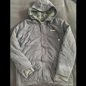 Men’s Quicksilver Gray Plaid Jacket size Large